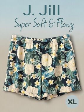 J. Jill Navy Floral Super Soft & Flowy Shorts